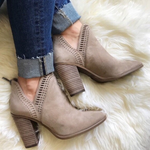 red leather pointed toe booties